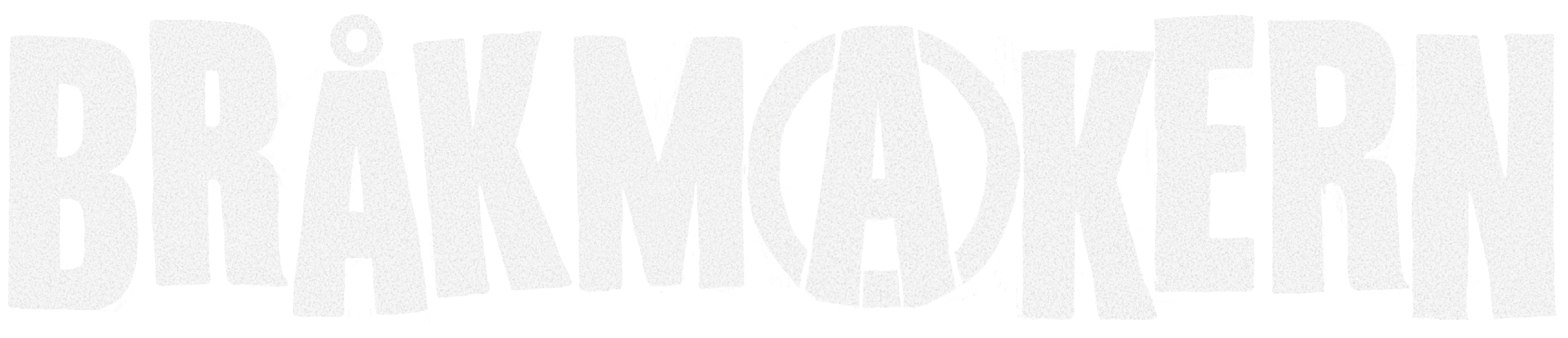 Bråkmakerns logo i hvitt